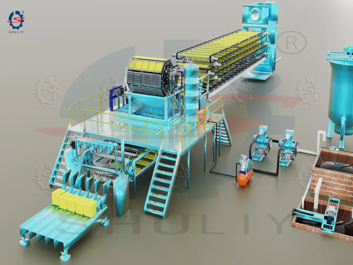 Metal egg tray drying line 3d diagram
